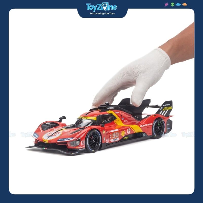 Mô hình xe Ferrari 499P Hypercar AF Corse Winner 2023 Le Mans 1:18 Bburago
