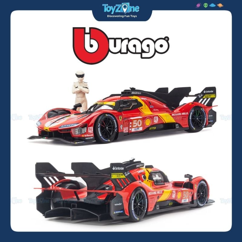 Mô hình xe Ferrari 499P Hypercar AF Corse Winner 2023 Le Mans 1:18 Bburago