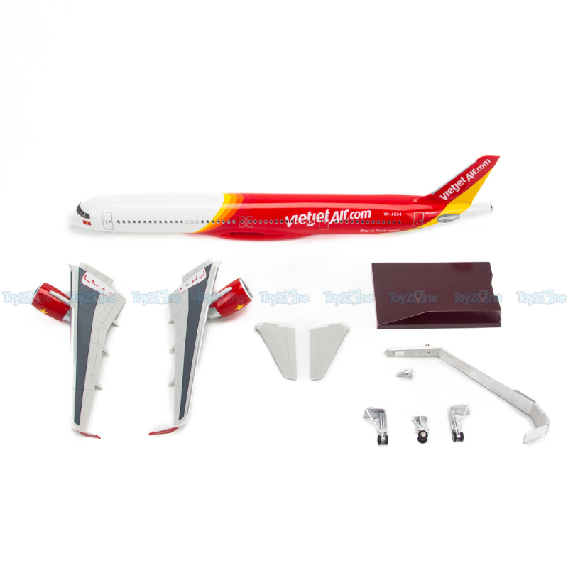 Mô hình máy bay Airbus Vietjet Air 47cm lắp ráp có đèn Everfly VG93