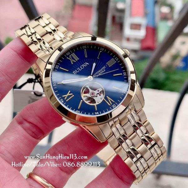 ng h Nam BULOVA 97A131 Automatic Blue Dial Watch S n Hang Hi u 113