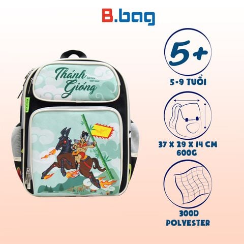 Balo Cấp 1 Fairy Tale - Thánh Gióng màu đen B-12-094