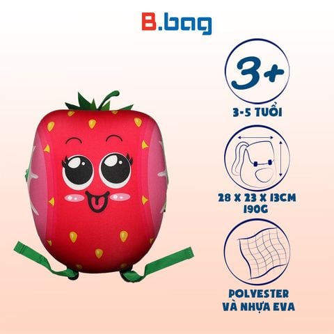 Balo mẫu giáo Tropical Fruit-Strawberry hồng B-12-093