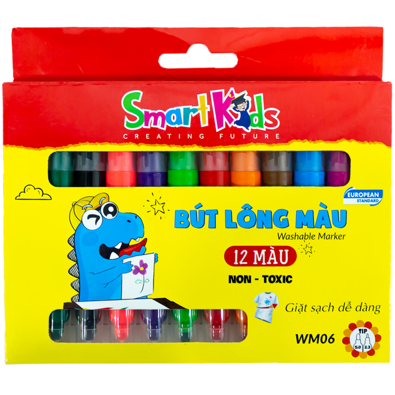 Bút Lông Màu 2 Đầu Rửa Được - Smart Kids WM06