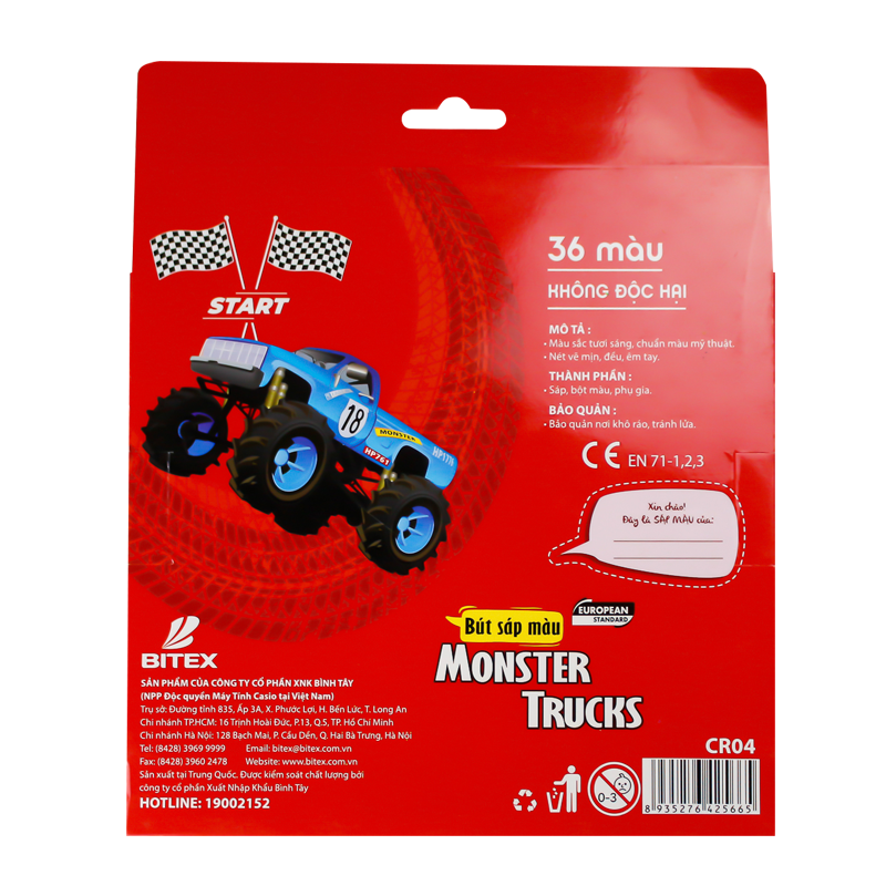 Sáp màu Gift Monster Truck CR04 (36 màu/hộp)