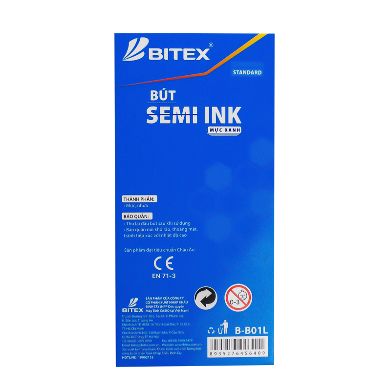 Bút bi semi ink B-B01 (0.6mm) (12 cây/hộp)