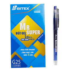 Bút gel Mr Supper mực xanh G25 (20 cây/hộp)