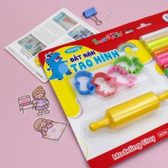 Đất nặn vỉ nhựa 200g + 4 khuôn và cây lăn MC07 (16 màu/hộp)