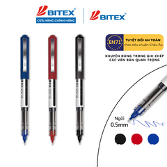 Bút lông bi Bitex R02 mực xanh, đỏ, đen ngòi 0.5mm (3 cây)