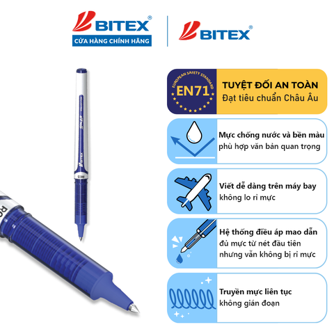 Bút lông bi Bitex R03 mực xanh ngòi 0.5mm