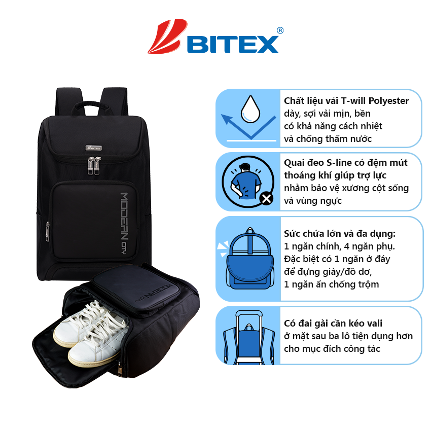 Ba lô Thời Trang Laptop Modern City B-090 Đen