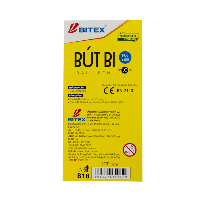 Bút bi Bitex B18 (ngòi 1.0mm)