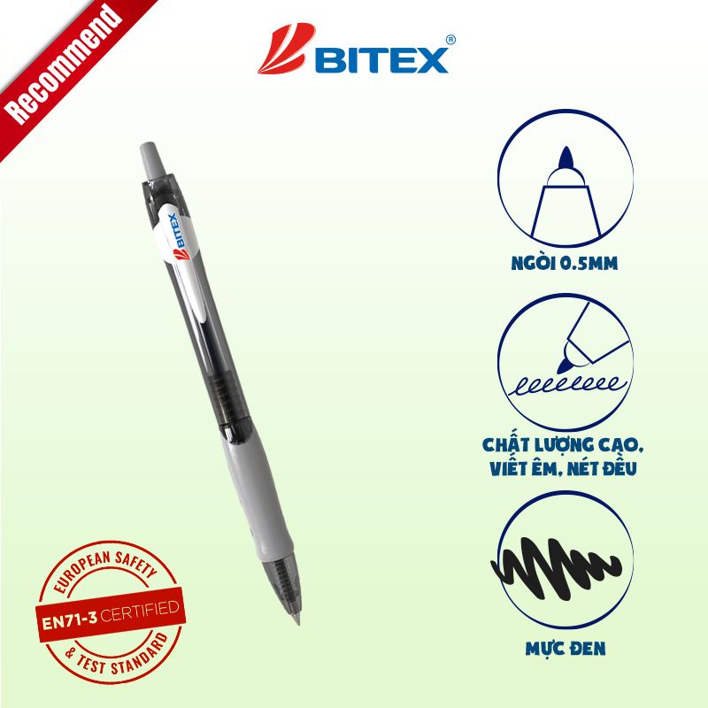 Bút gel Bitex G07 mực xanh / đỏ / đen 0.5mm (24 cây/hộp)