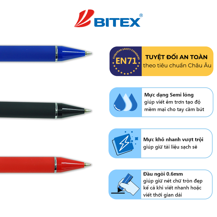 Bút bi semi ink B-B01 (0.6mm) (12 cây/hộp)