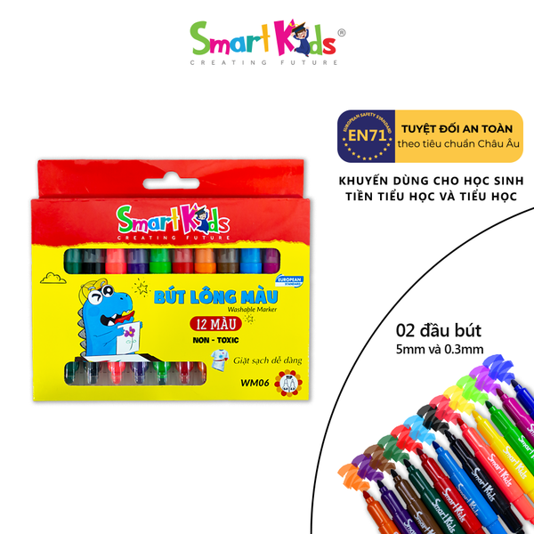 Bút Lông Màu 2 Đầu Rửa Được - Smart Kids WM06