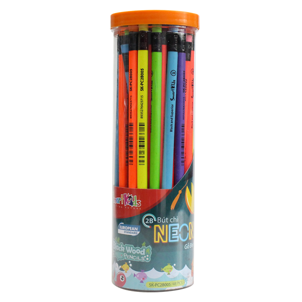 Bút chì 2B Neon (Gỗ đen) 10 cây màu ngẫu nhiên