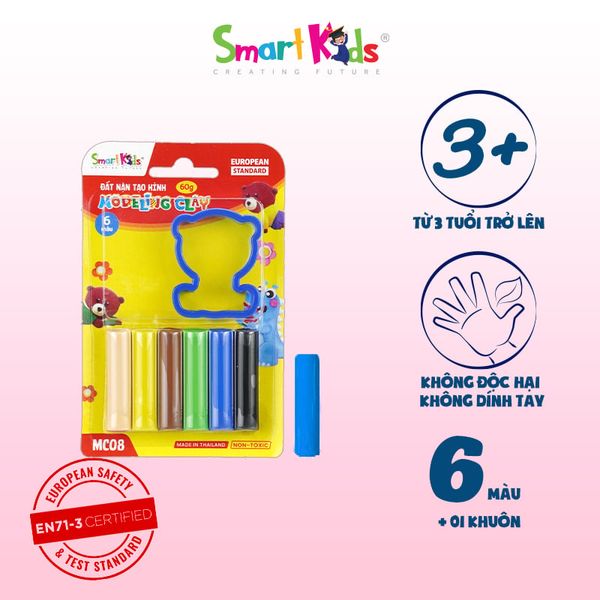 Đất nặn vỉ nhựa 60g 1 khuôn MC08 (6 màu/vỉ)