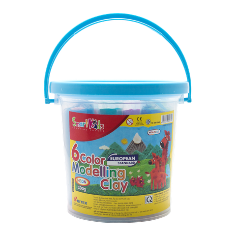 Đất nặn xô nhựa 300g 6 màu neon SK-C300N