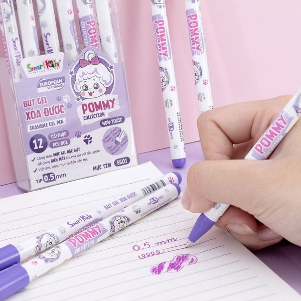 Bút gel xóa được Smartkids Dino EG02 ngòi 0.5mm (mực tím - đen - xanh)