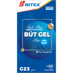 Bút gel thân nhũ mực xanh khô nhanh (0.5mm) G23 (12 cây/hộp)