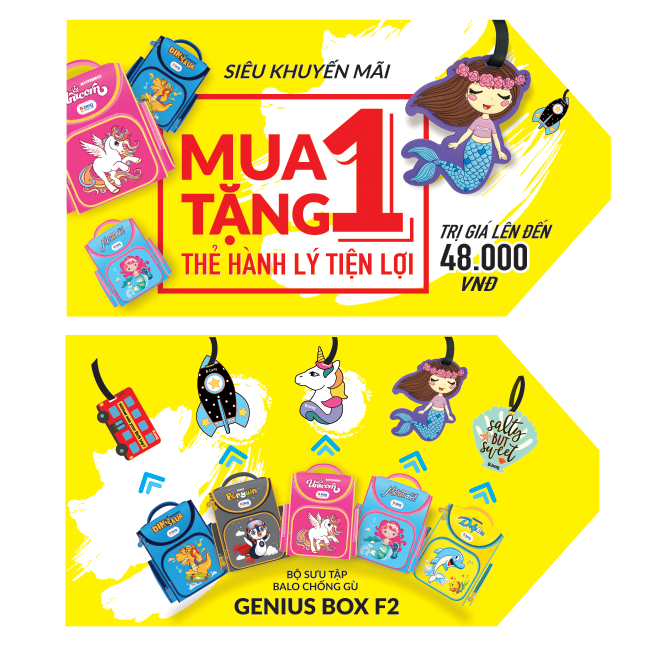 Balo Chống Gù Genius Box F2-Mermaid B-12-108 Xanh nhạt