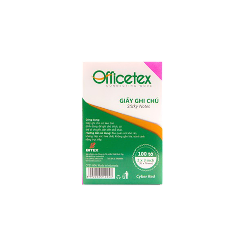 Giấy ghi chú Officetex 3 x 2 màu đỏ dạ quang