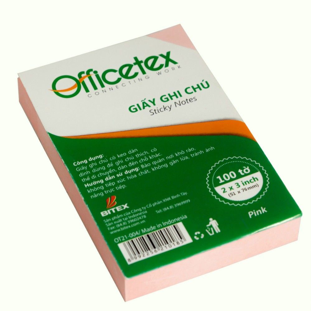 Giấy ghi chú Officetex 3 x 2 màu hồng