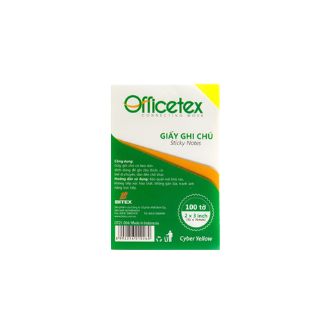 Giấy ghi chú Officetex 3 x 2 cyber màu vàng dạ quang