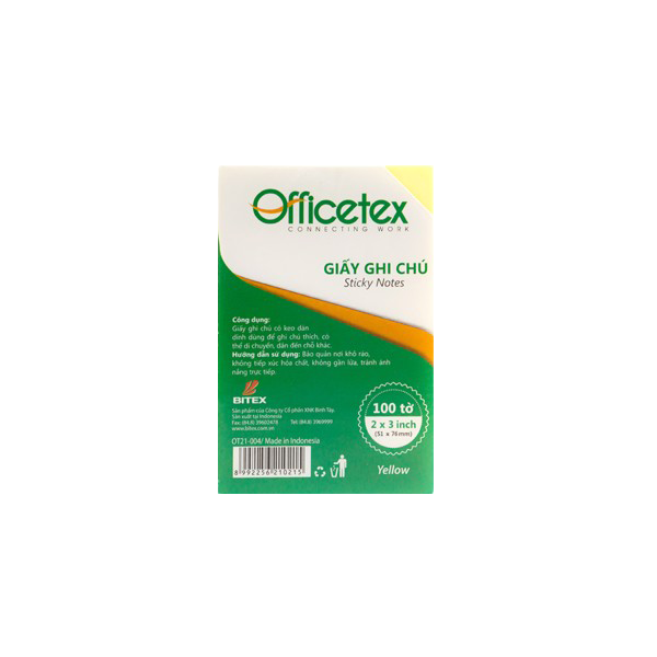 Giấy ghi chú Officetex 3 x 2 màu vàng