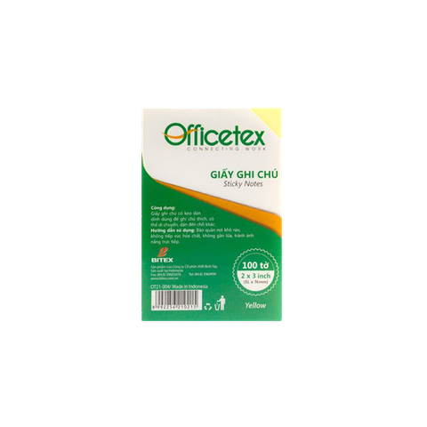 Giấy ghi chú Officetex 3 x 2 màu vàng