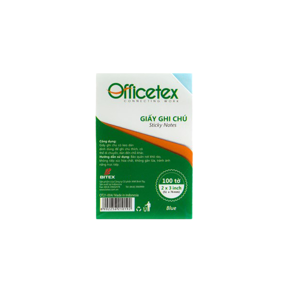 Giấy ghi chú Officetex 3 x 2 màu xanh dương