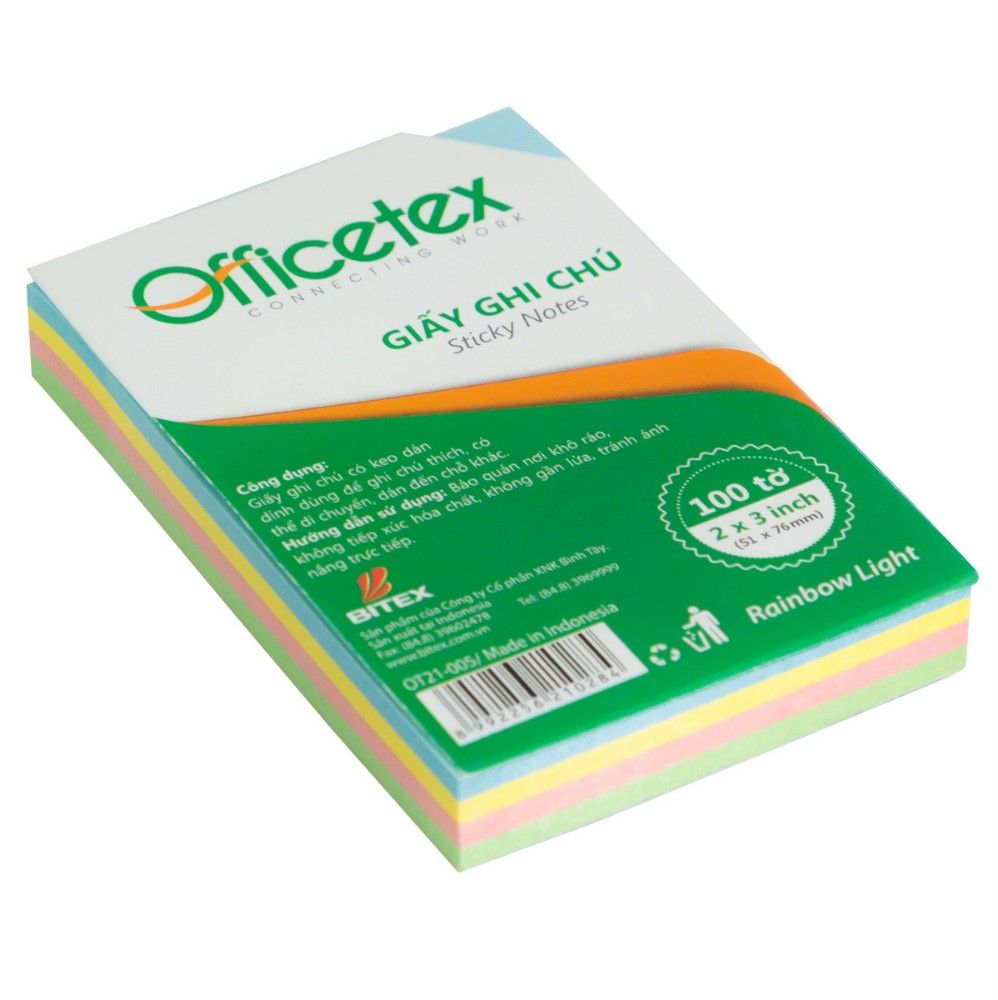 Giấy ghi chú Officetex 3 x 2 rainbow