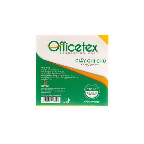 Giấy ghi chú Officetex 3 x 3 màu cam dạ quang