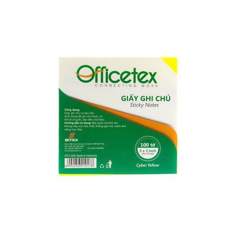 Giấy ghi chú Officetex 3 x 3 cyber màu vàng dạ quang