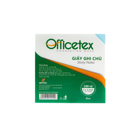 Giấy ghi chú Officetex 3 x 3 màu xanh dương