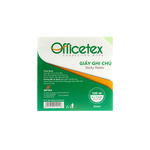 Giấy ghi chú Officetex 3 x 3 màu xanh lá