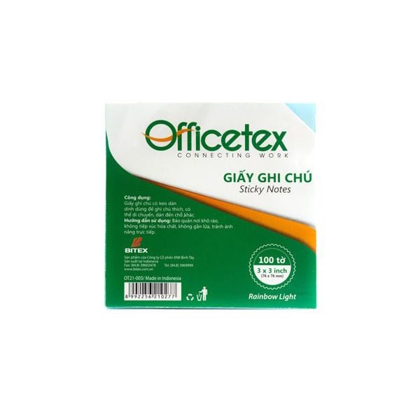 Giấy ghi chú Officetex 3 x 3 rainbow