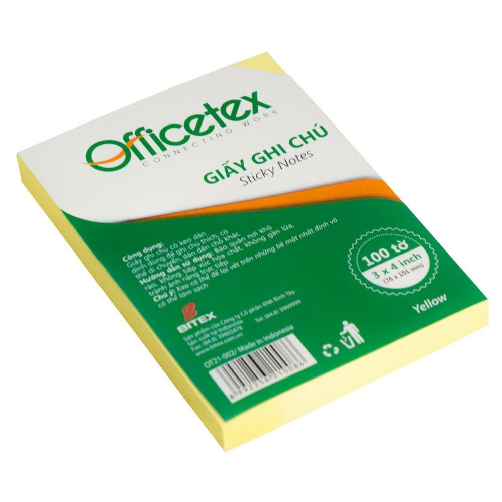 Giấy ghi chú Officetex 3 x 4 màu vàng