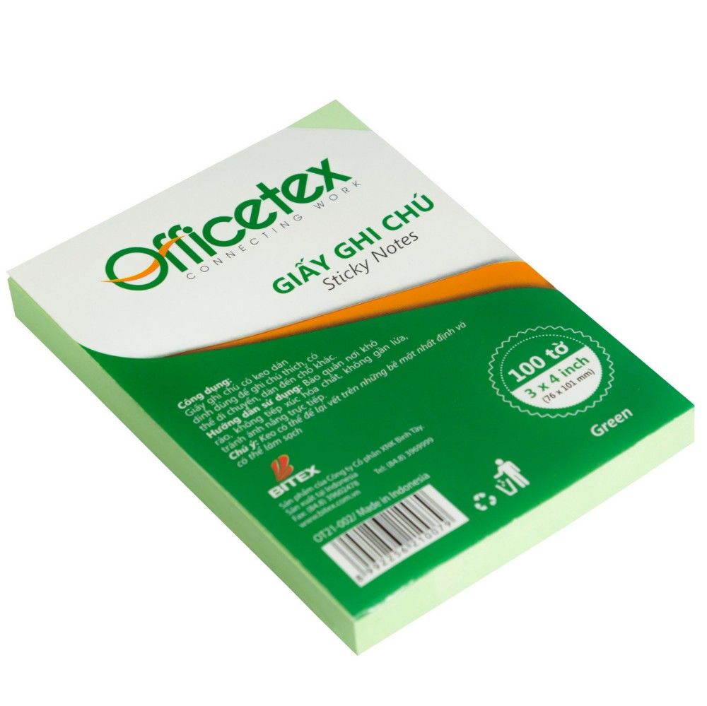 Giấy ghi chú Officetex 3 x 4 màu xanh lá