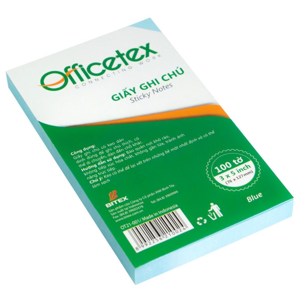 Giấy ghi chú Officetex 3 x 5 màu xanh dương