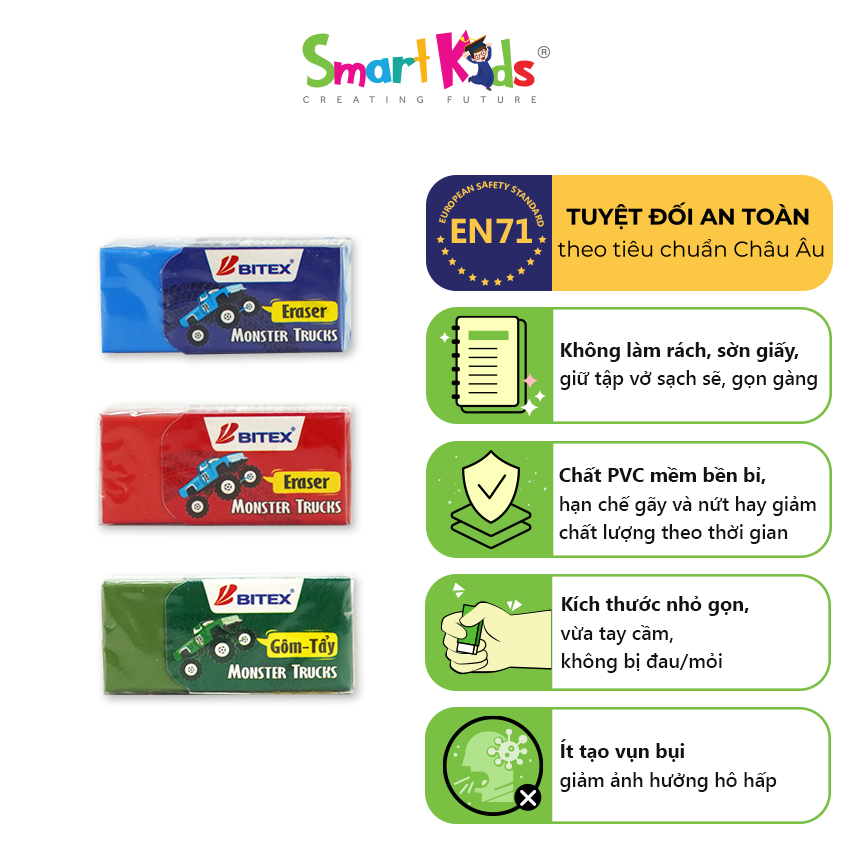 Gôm Smartkids Monster Truck ER18 (30 cục/hộp)