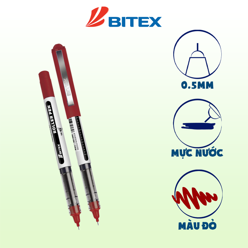 Bút lông bi mực xanh, đỏ, đen (0.5mm) R02 (1 cây)