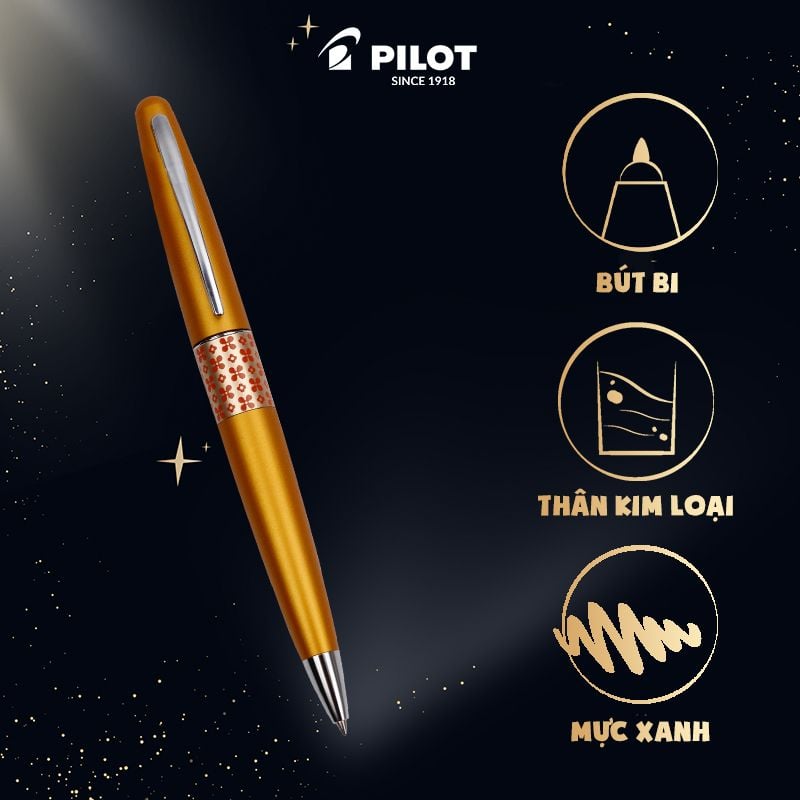 Bút bi ký Mr3 Retro Pop mực xanh (Thân Flowers) BP-MR3-F-FL-L