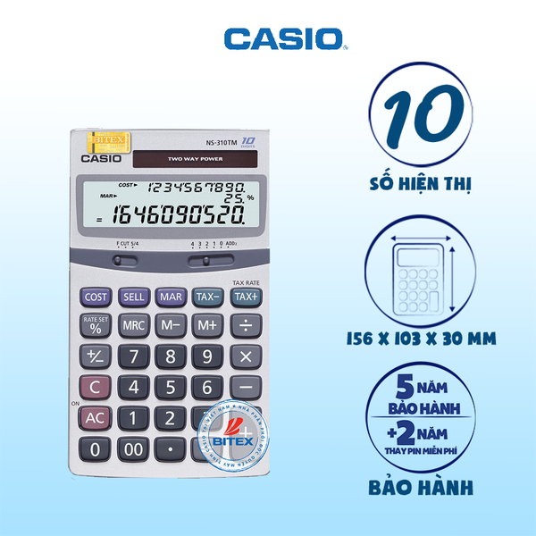 Máy tính Casio MS-310TM hiển thị 3 dòng