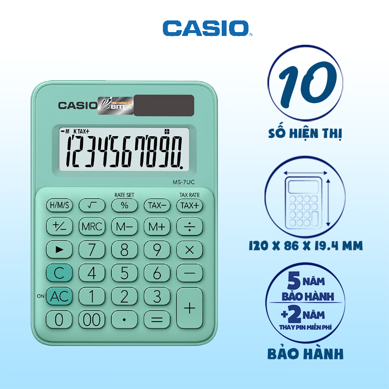 Máy tính Casio MS-7UC màu xanh lá