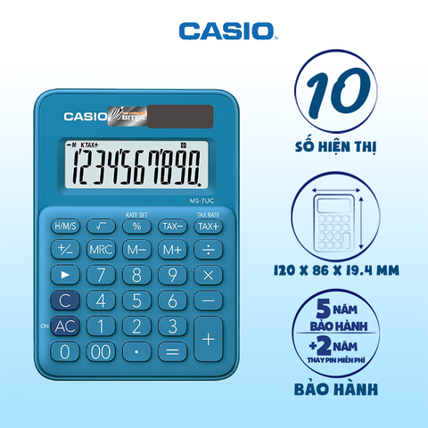Máy tính Casio MS-7UC màu xanh dương