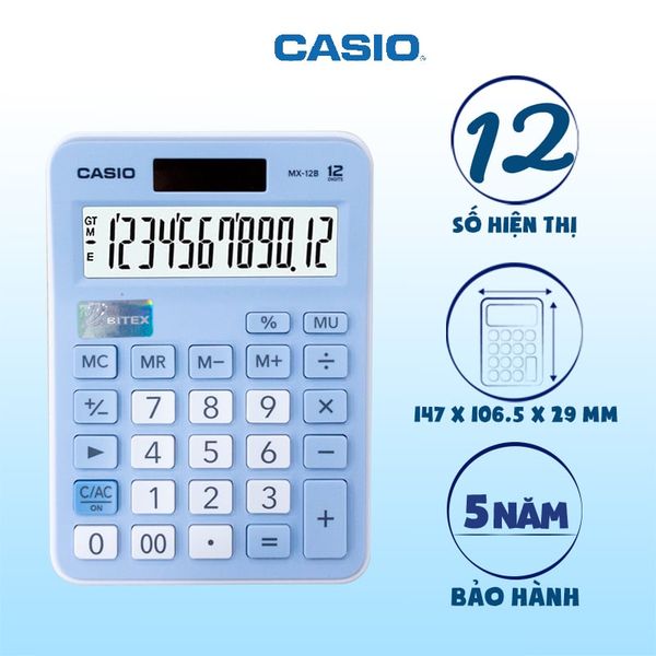 Máy tính CASIO MX-12B-LB xanh dương