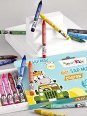 Sáp màu Smartkids Zebby CR16 dễ thương, thiết kế màu sắc tươi sáng từng màu bút.