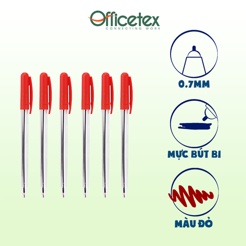 Bút bi mực đỏ OT-BP011RE (6 Cây)