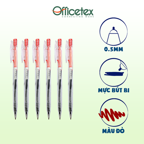 Bút bi mực đỏ OT-BP012RE (6 Cây)