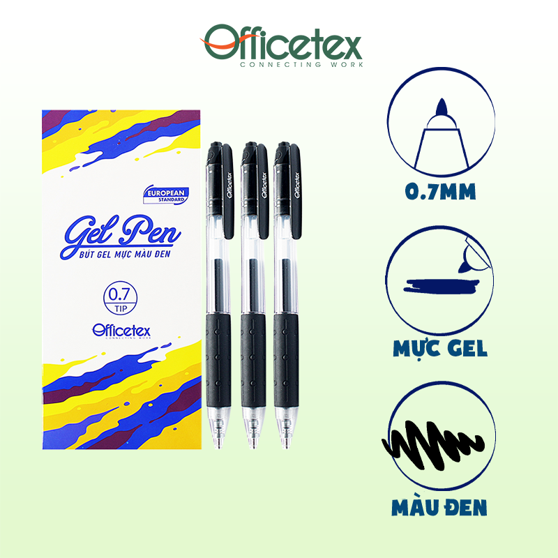 Bút gel mực đen OT-GP001BL (6 cây)